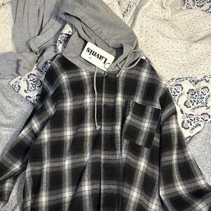 Lavins Charcoal and White Checkered Shirt